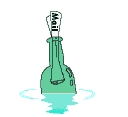 animated gif of a bottle in the sea
